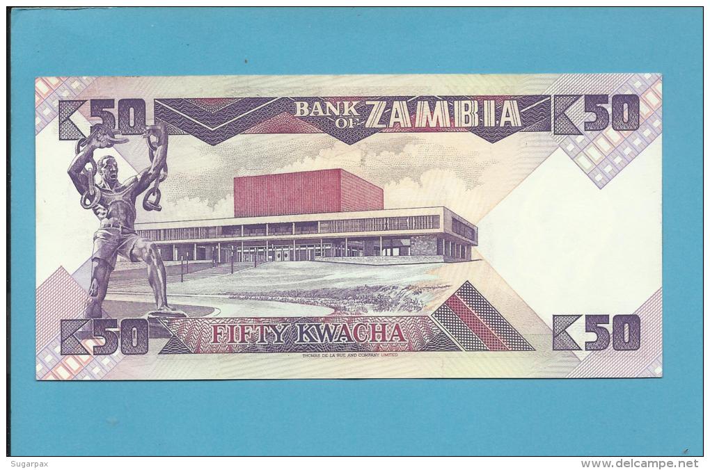 ZAMBIA - 50 KWACHA - ND ( 1986 - 88 ) - Pick 28 - Sign. 7 - UNC. - President K. KAUNDA - 2 Scans - Zambia