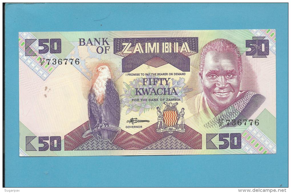 ZAMBIA - 50 KWACHA - ND ( 1986 - 88 ) - Pick 28 - Sign. 7 - President K. KAUNDA - 2 Scans - Zambie