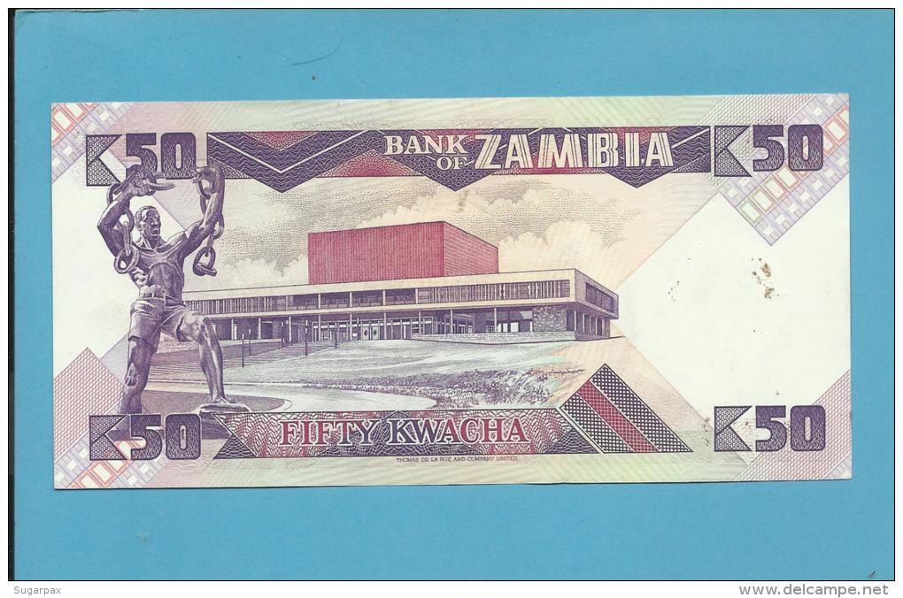 ZAMBIA - 50 KWACHA - ND ( 1986 - 88 ) - Pick 28 - Sign. 7 - President K. KAUNDA - 2 Scans - Zambie