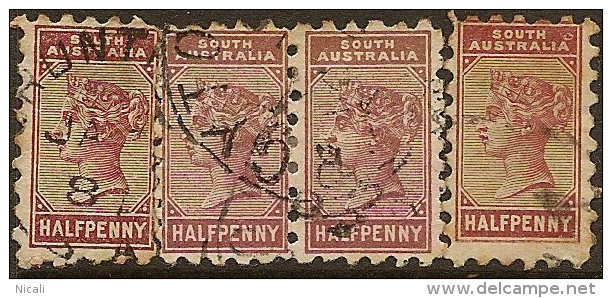 SOUTH AUSTRALIA 1883 1/2d QV SG 182 Ux4 #MN121 - Used Stamps