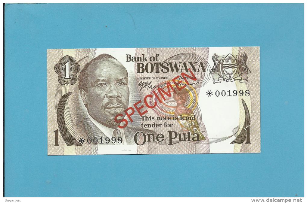 BOTSWANA - 1 PULA - ND ( 1976 ) - SPECIMEN - Sign. 1 - UNC. - RARE - 2 Scans - Botswana