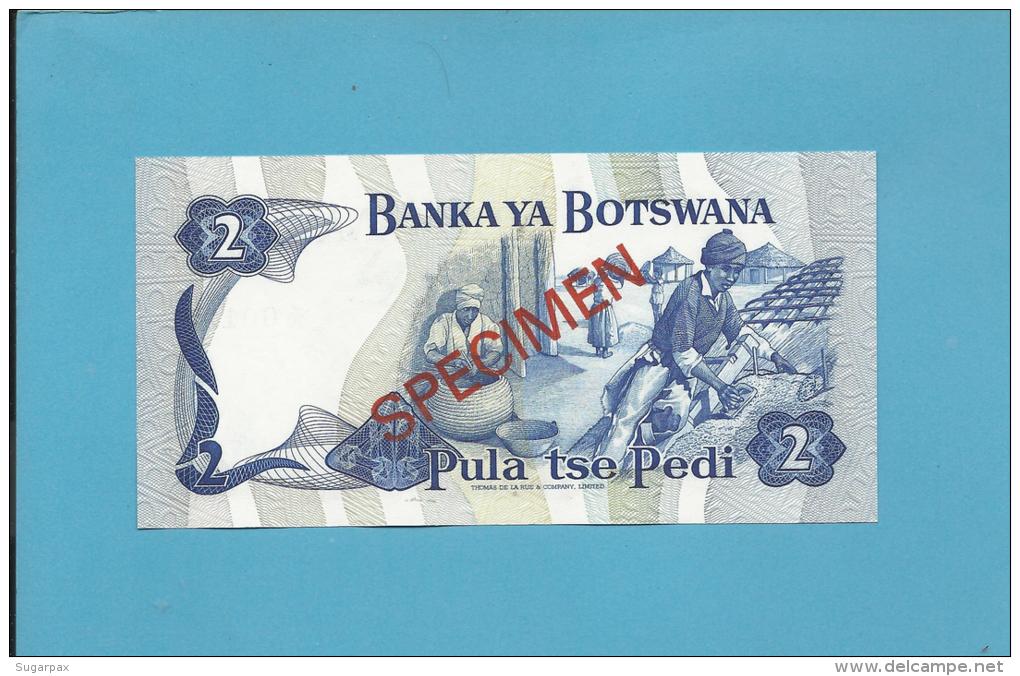 BOTSWANA - 2 PULA - ND ( 1976 ) - SPECIMEN - Sign. 1 - UNC. - RARE - 2 Scans - Botswana