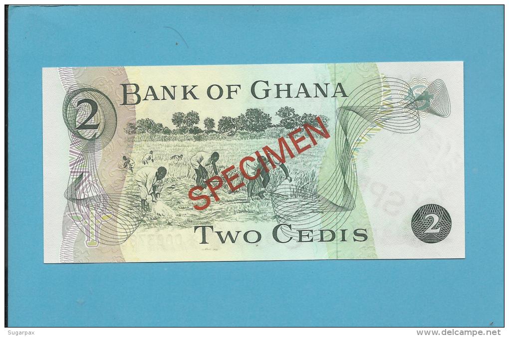 GHANA - 2 CEDIS - 1977 - SPECIMEN - UNC. - RARE - 2 Scans - Ghana