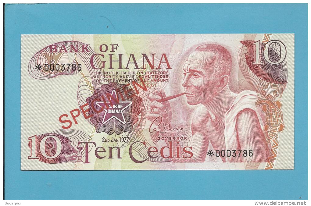 GHANA - 10 CEDIS - 1977 - SPECIMEN - UNC. - RARE - 2 Scans - Ghana