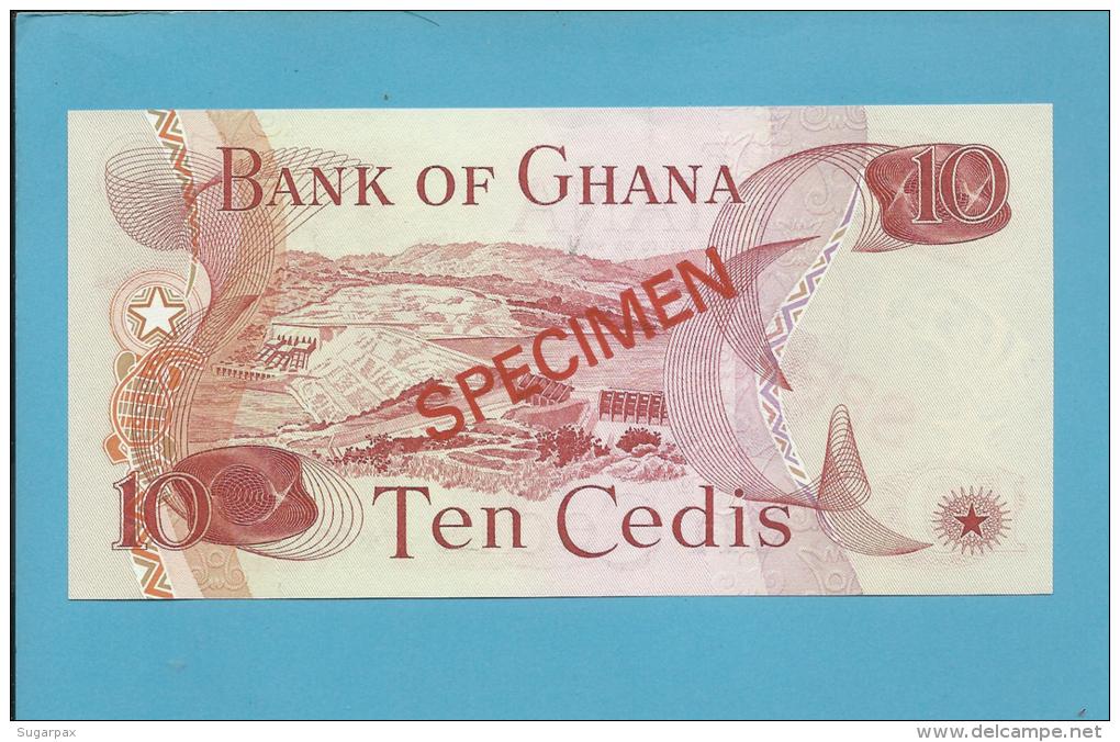 GHANA - 10 CEDIS - 1977 - SPECIMEN - UNC. - RARE - 2 Scans - Ghana