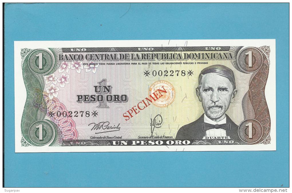 DOMINICAN REPUBLIC - 1 PESO ORO - 1978 - SPECIMEN - UNC. - RARE - 2 Scans - Dominicaine