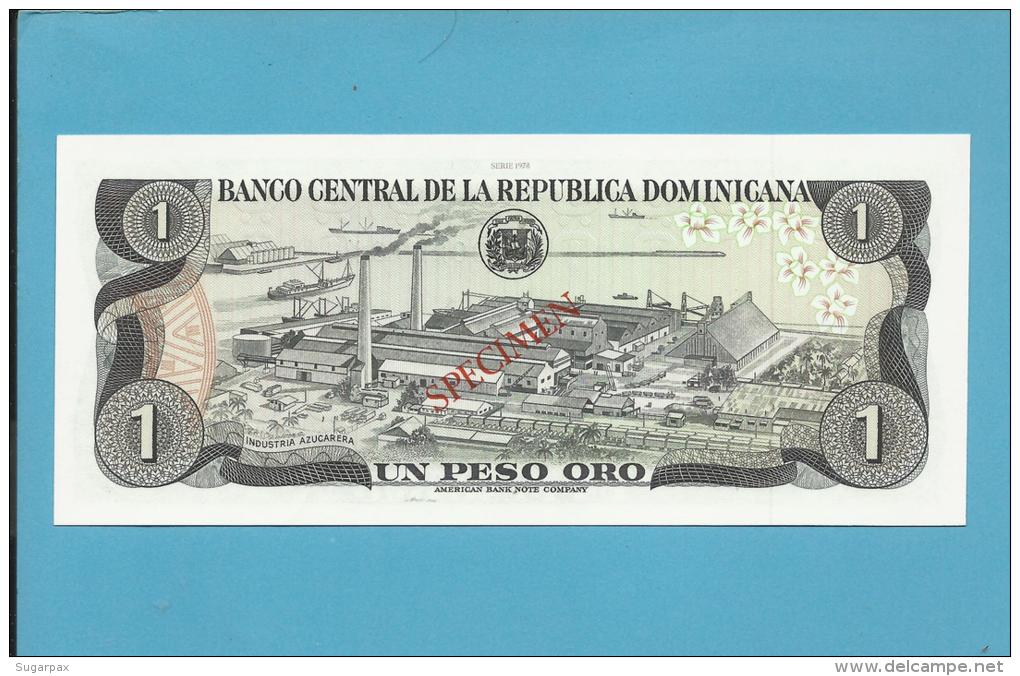 DOMINICAN REPUBLIC - 1 PESO ORO - 1978 - SPECIMEN - UNC. - RARE - 2 Scans - Dominicaine