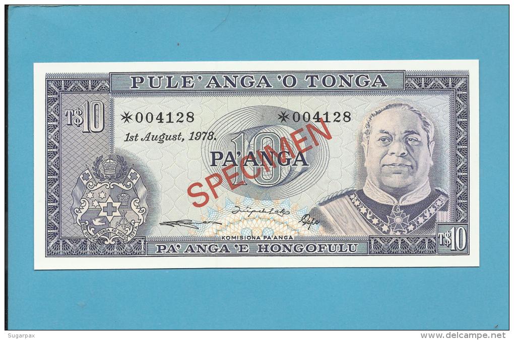 TONGA - 10 PA' ANGA - 1978 - SPECIMEN - UNC. - RARE - 2 Scans - Tonga