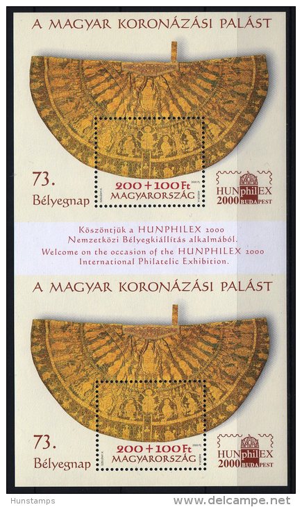 Hungary 2000. Hunphilex Special 2 Blocks In One Pairs - Coronation Robe - MNH (**) Michel: Block 257 I. - Varietà & Curiosità