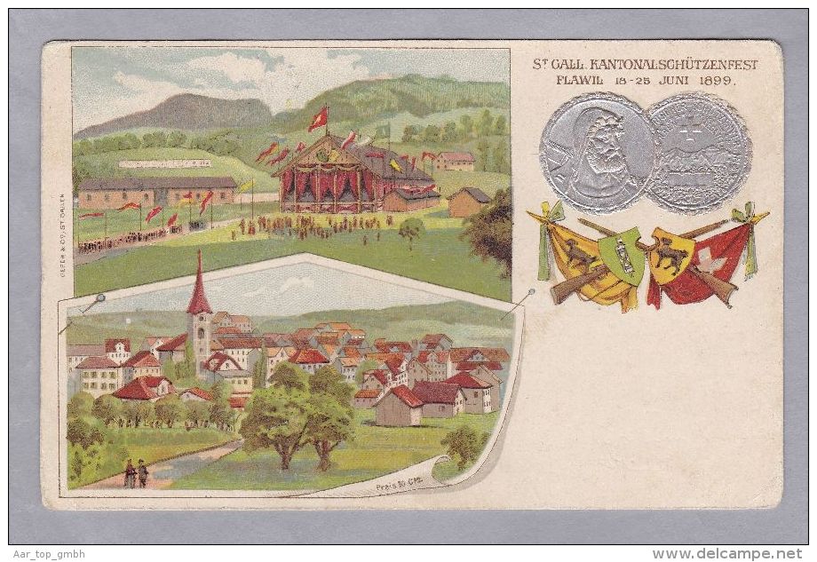 AK SG FLAWIL 1899-06-19 St. Kantonalschützenfest Litho Geser&Co - Flawil