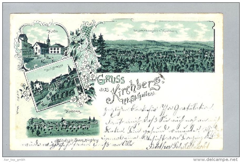 AK SG Kirchberg 1901-07-10 Litho A.Strässle #1169 - Kirchberg