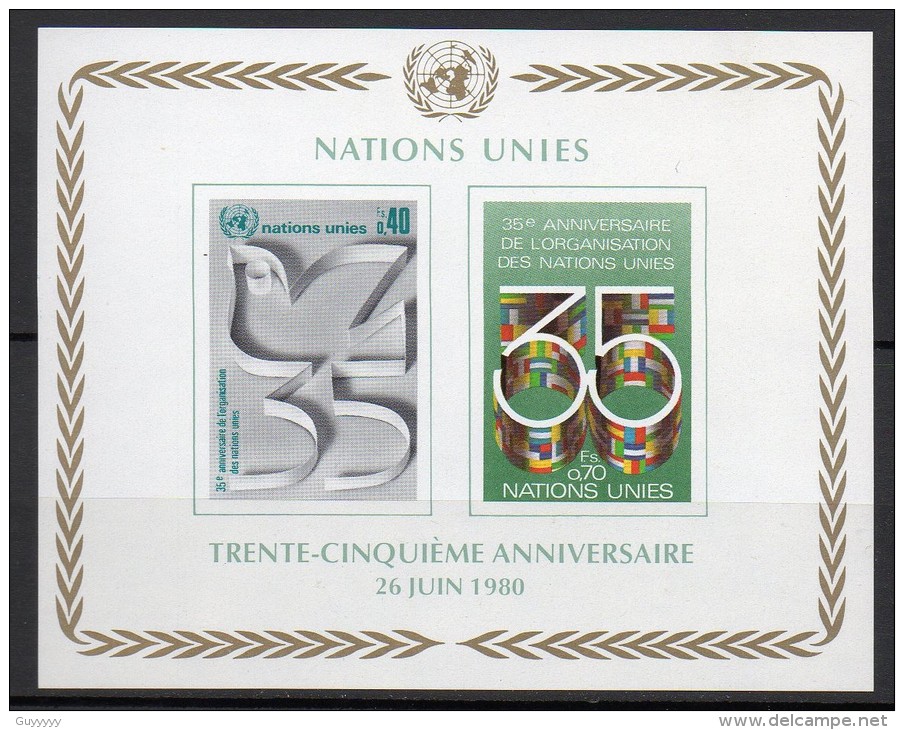 Nations Unies (Genève) - Bloc Feuillet - 1980 - Yvert N° BF 2 ** - Hojas Y Bloques