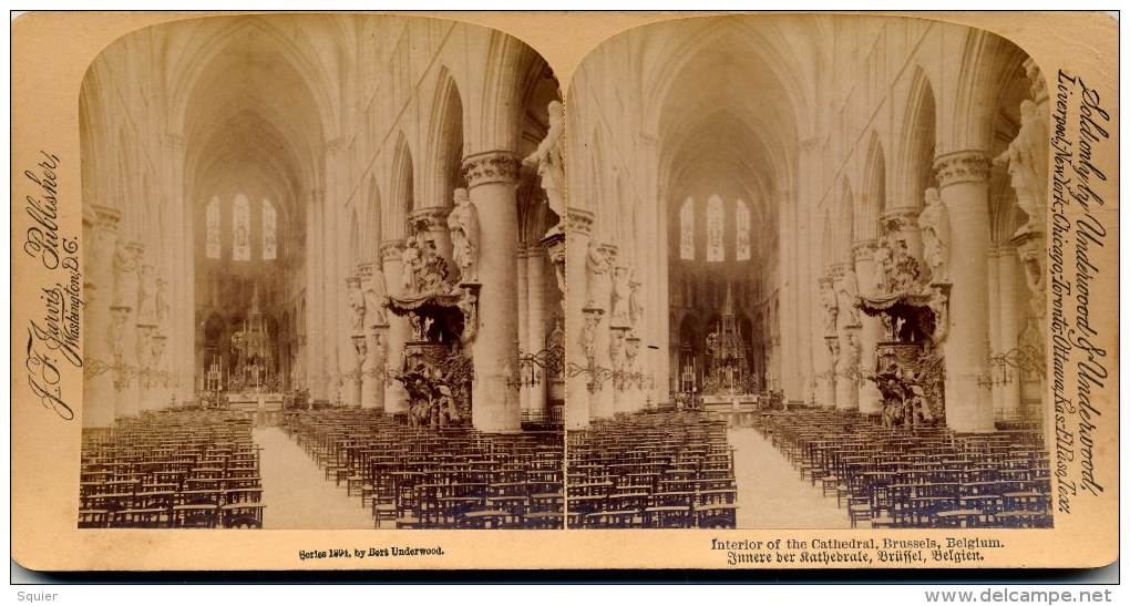 Belgica, Brussels, Cathedrale, Interior, Jarvis - Stereoscopic