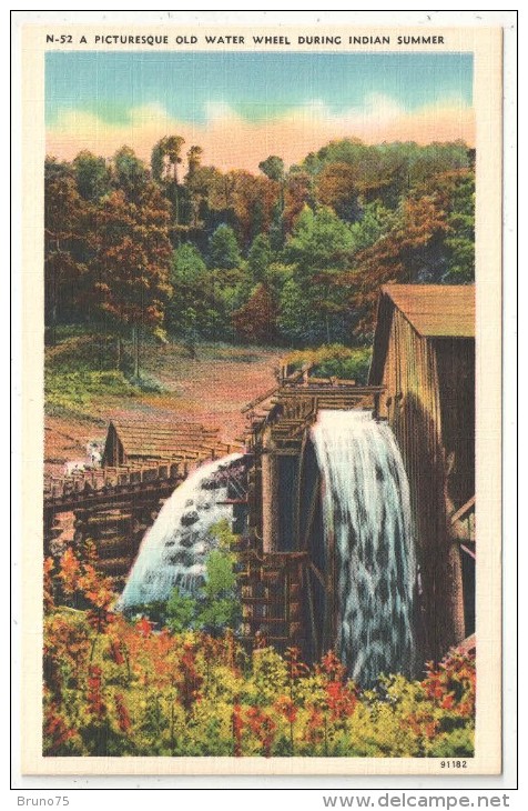 A Picturesque Old Water Wheel During Indian Summer - Asheville