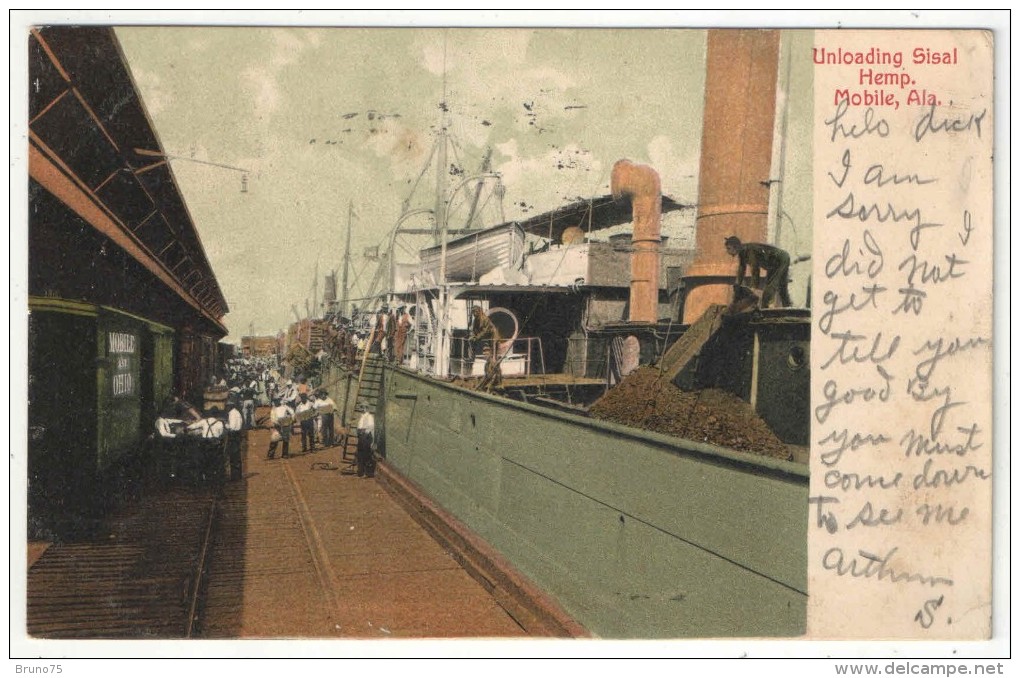 Unloading Sisal Hemp, Mobile, Ala. - 1907 - Mobile