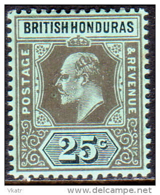 British Honduras 1911 SG #100 25c MLH OG Black On Green - British Honduras (...-1970)