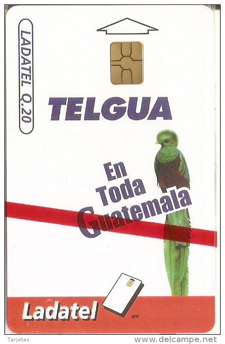 TARJETA DE GUATEMALA DE UN QUETZAL (BIRD-PAJARO)  (LADATEL) NUEVA-MINT - Guatemala