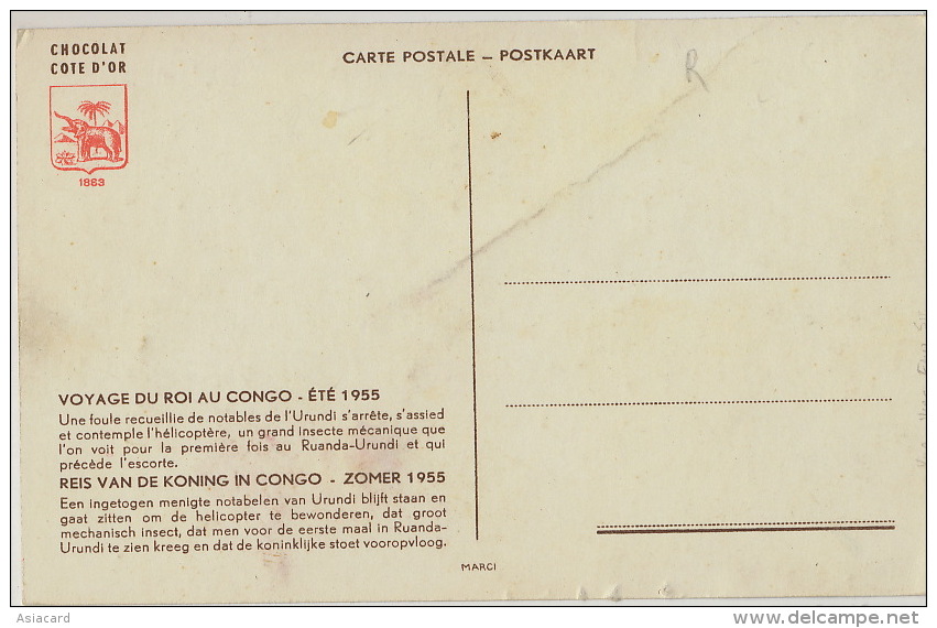Ruanda Urundi Eté 1955 Voyage Du Roi Au Congo Pub Chocolat Cote D' Or Helicoptere Insecte Mecanique - Ruanda-Urundi