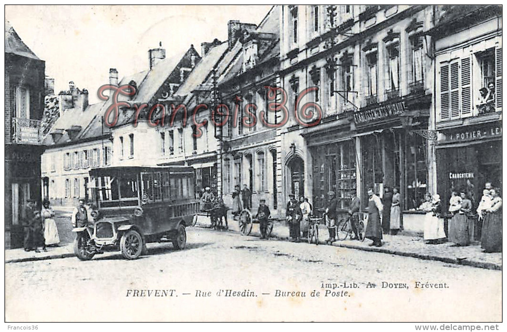 (62) Frevent - Rue D'hesdin - Bureau De Poste - Bus Autobus - 2 SCANS - Sonstige & Ohne Zuordnung