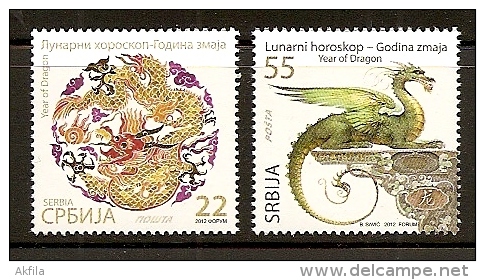 Serbia, 2012, China - Lunar Horoscope, Year Of Dragon, MNH (**) - Nouvel An Chinois