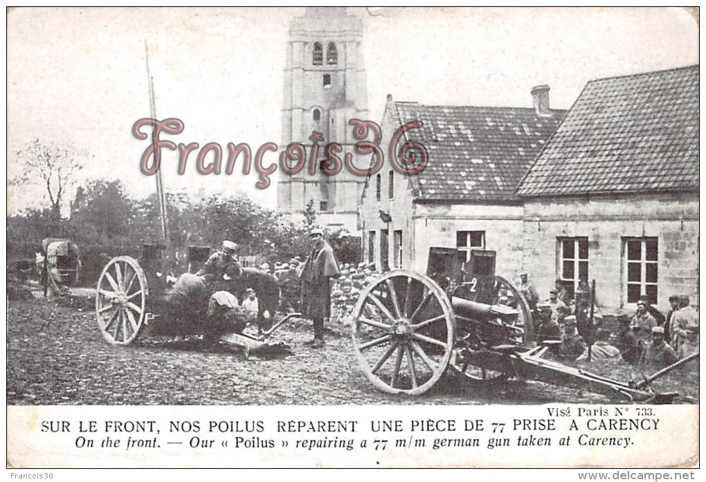 (62) Carency La Targette - La Grande Guerre 1914-18 Poilus Réparation Canons - Soldats Militaires Militaria - 2 SCANS - Autres & Non Classés