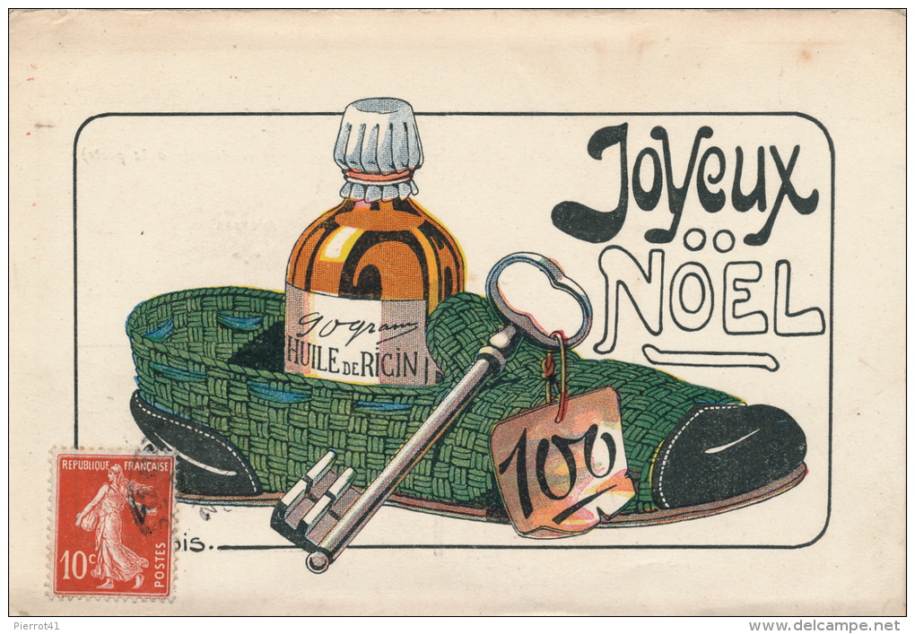 PUBLICITÉ - Jolie Carte Pub Pour HUILE DE RICIN "Joyeux Noël " - Publicité