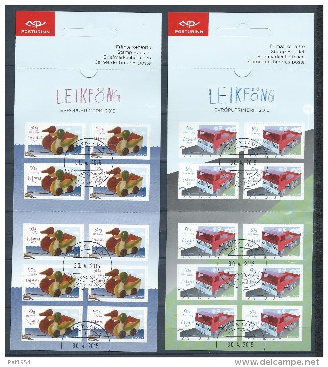 Islande 2 Carnets C1388/1389 Oblitérés Complets Europa 2015  Jouets Anciens - Carnets