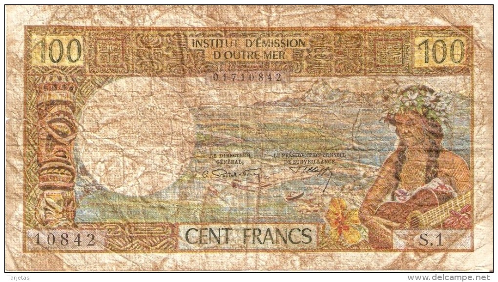 BILLETE DE OUTRE MER DE PAPEETE DE 100 FRANCS  (BANKNOTE) - Papeete (Französisch-Polynesien 1914-1985)