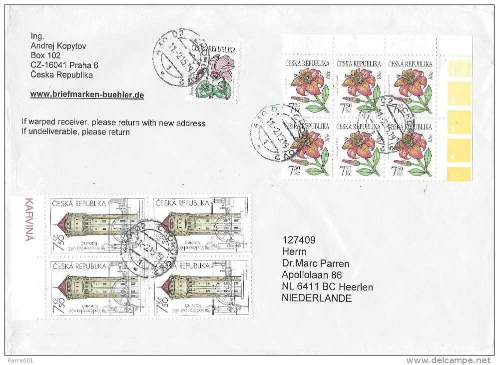 Czech Republic 2015 Chomuyov Water Tower Lily Flower Cover - Cartas & Documentos