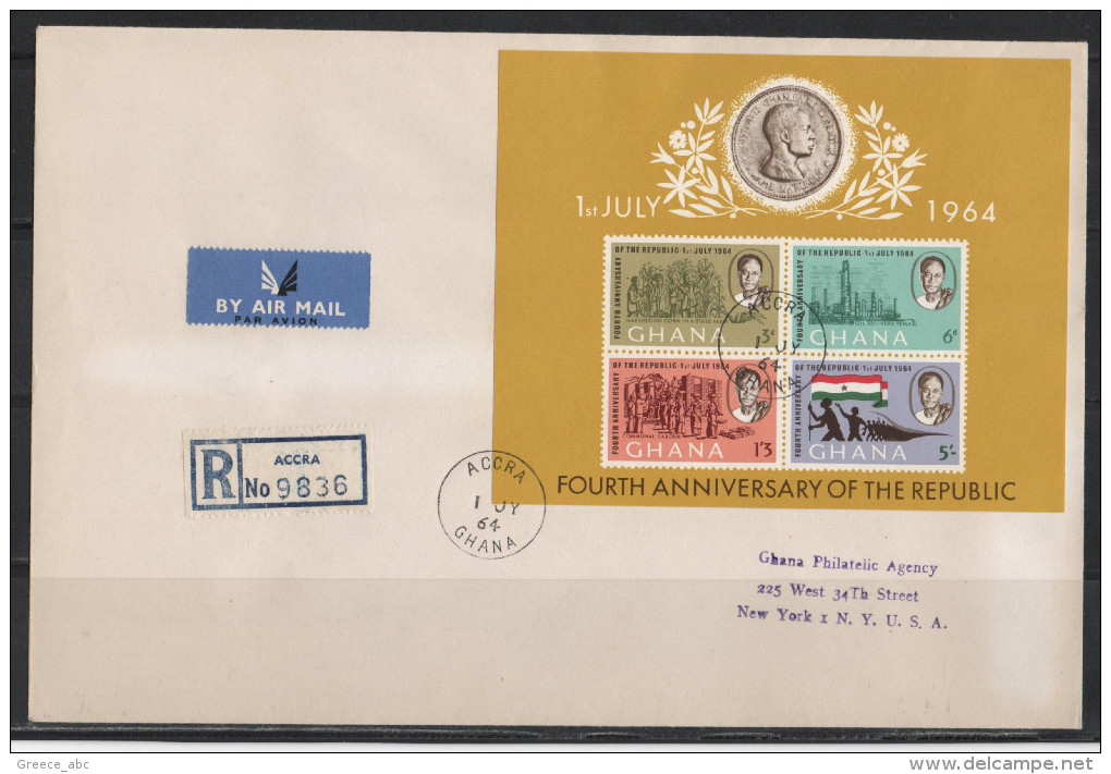 Ghana 1964 / Mi BL 10 (173/176 B) - Republic - FDC Cover - Ghana (1957-...)