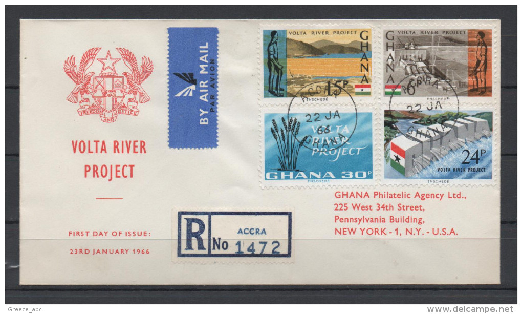 Ghana 1966 / Mi 253/256 - Volta Rever Project - FDC Cover - Ghana (1957-...)