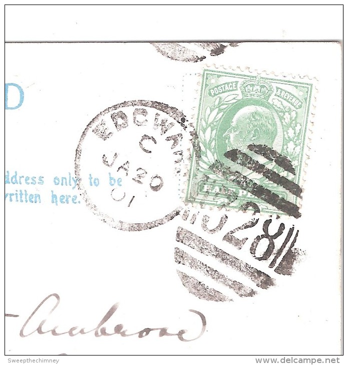 Duplex Postmark 328 INCORRECT DATE STAMP ERROR JA 20 1901 High St Edgware Masons Arms Tram Colour Postcard By Allpress - Cartas & Documentos