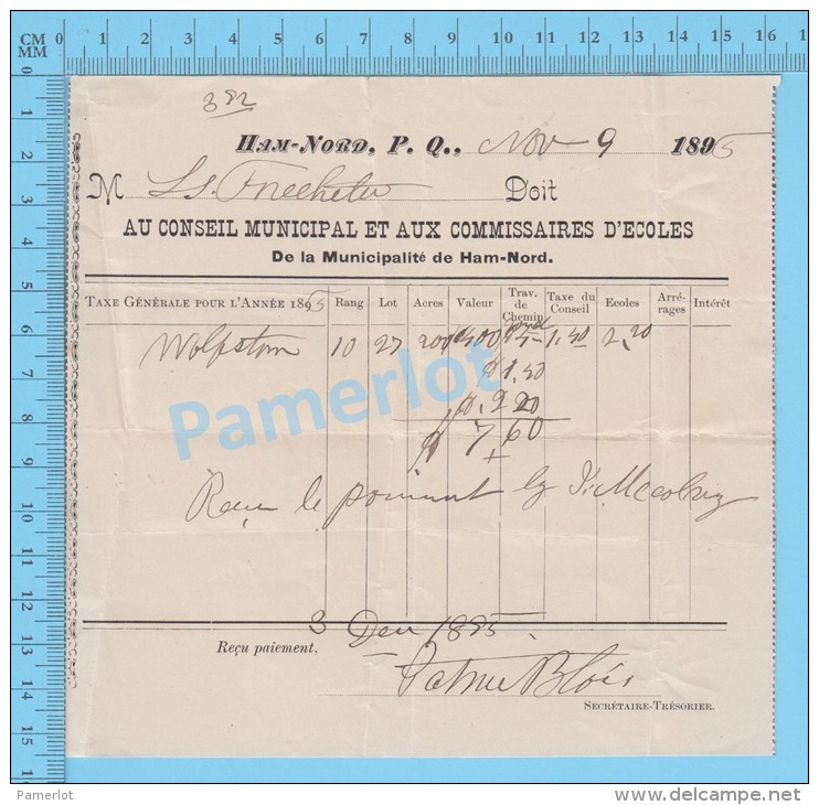 1895 Ham-Nord  ( Taxe Générale  De M. Louis Fréchette ) Quebec 2 SCANS - Documents Historiques