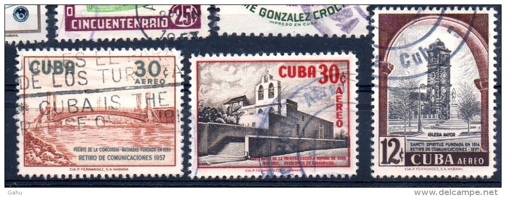 Cuba ; 1957 ; 3 Aéro Divers  ; N° Y: A174 - A176 - A177 - ,  Ob. ;  Cote Y : 3.20 E. - Poste Aérienne