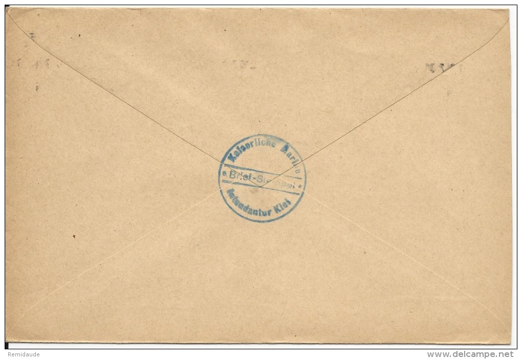 1916 - KRIEGSMARINE - MARINE ALLEMANDE - ENVELOPPE De La DIRECTION De La MARINE à KIEL Pour L'ECOLE De FLENSBURG - Feldpost (postage Free)