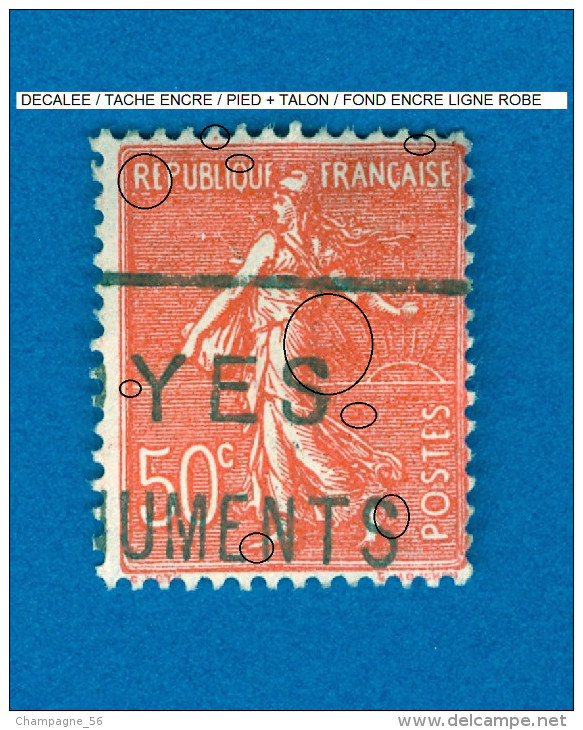 VARIÉTÉS FRANCE 1926 N° 199  SEMEUSE FOND LIGNÉE 50 C OBLITÉRÉ ARTHUR MAURY 20.00 € - Oblitérés