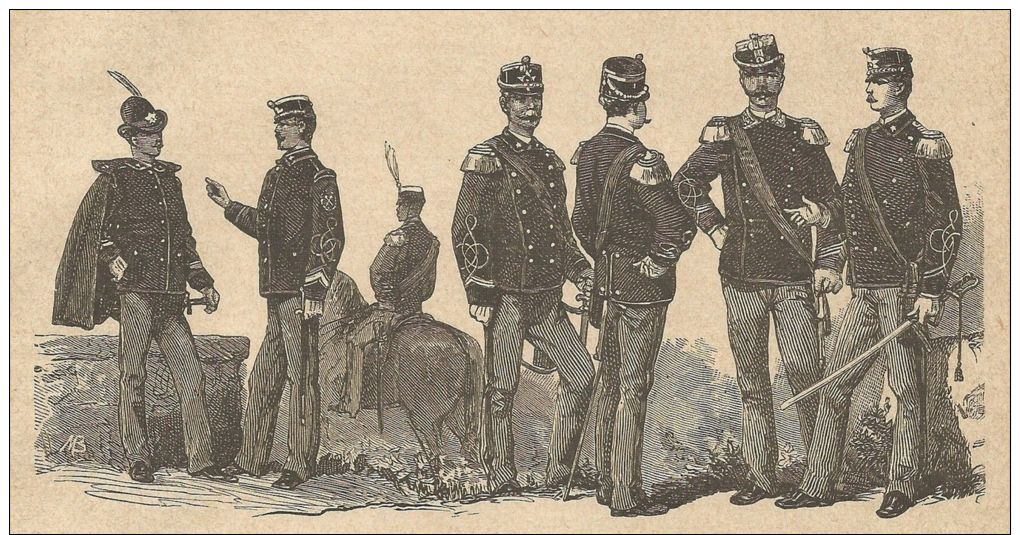 A3067 Esercito Italiano (Granatieri,Alpini) - Stampa Antica Del 1888 - Incisione - Prints & Engravings