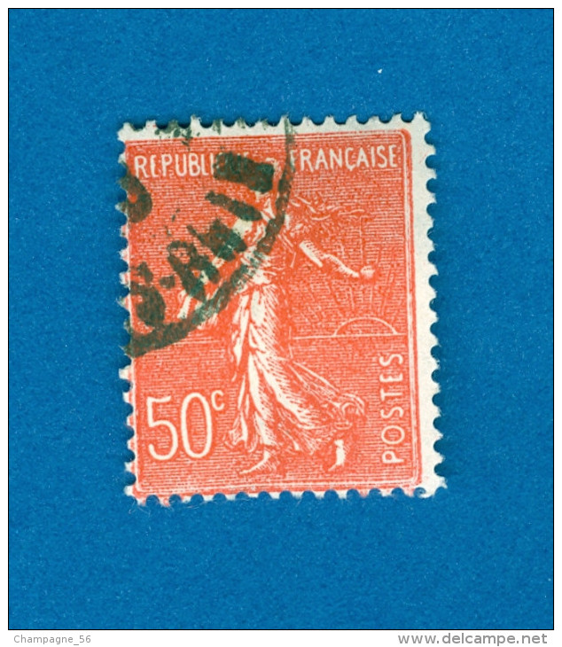 VARIÉTÉS FRANCE 1926  N° 199 SEMEUSE  FOND LIGNÉE 50 C  OBLITÉRÉ DOS CHARNIÈRE - Used Stamps