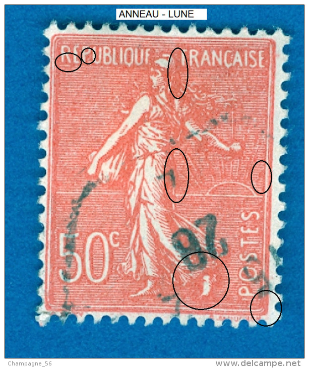 VARIÉTÉS FRANCE 1926  N° 199  FOND LIGNÉE 50 C OBLITÉRÉ DOS CHARNIÈRE ARTHUR MAURY 20.00 € - Used Stamps