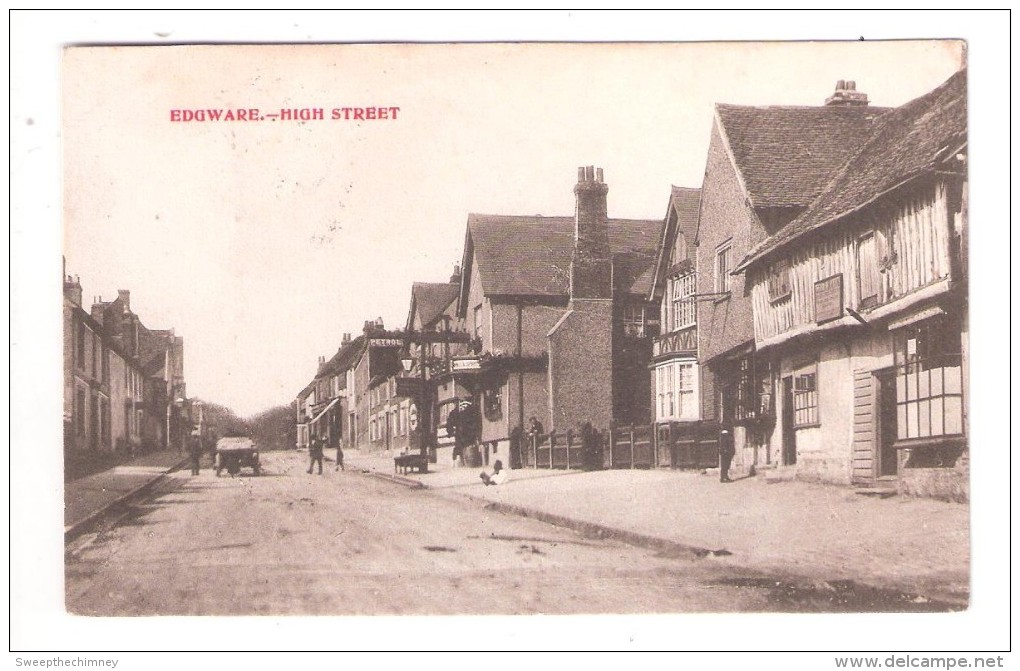 Edgware High Street 1909 Used Stanmore Duplex Postmark 770 - London Suburbs