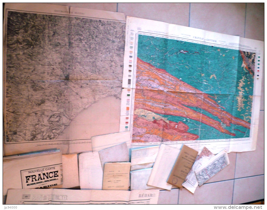 LOT 12 Anciennes Cartes Géographiques: FRANCE, Carte De L'armée, Carte Geologique (voir Scans) Fin 19eme A 1950 - Cartes Géographiques