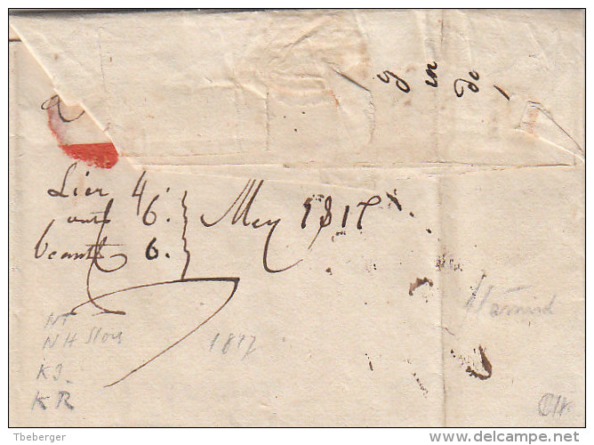 Belgique LIER Lierre En Rouge Sur Lettre Pour Amsterdam 1817 (n38) - 1815-1830 (Holländische Periode)