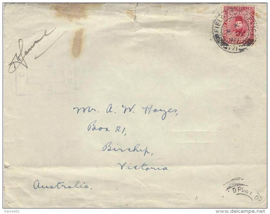 Egypt 1940 FPO 171 Army Post Military Censored Cover To Australia - Brieven En Documenten