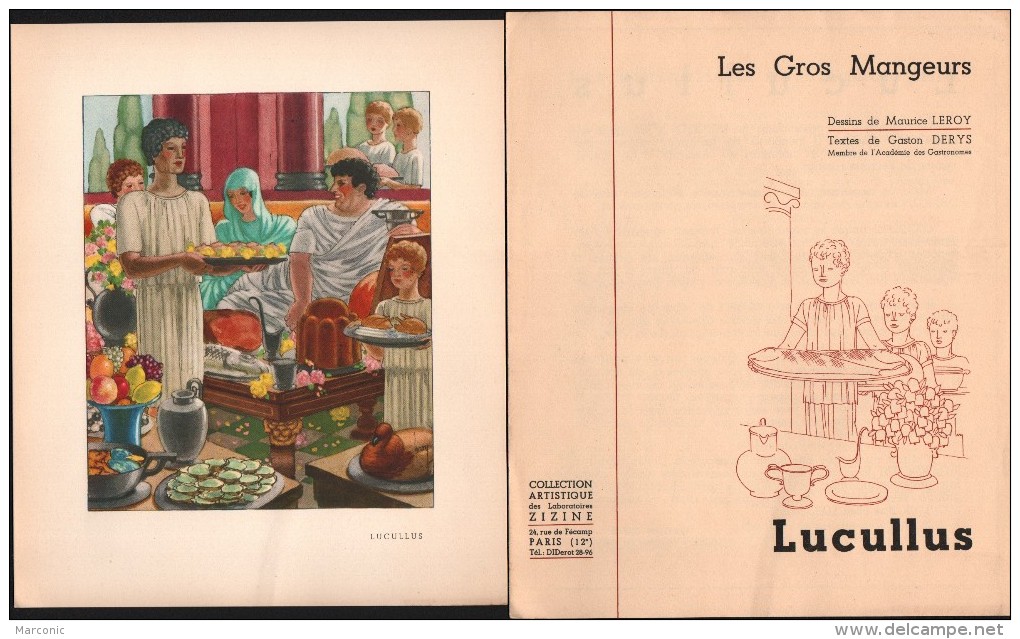 Gravure Les Gros Mangeurs - LUCULLUS - Dessins De M. LEROY - Laboratoires ZIZINE - Prenten & Gravure