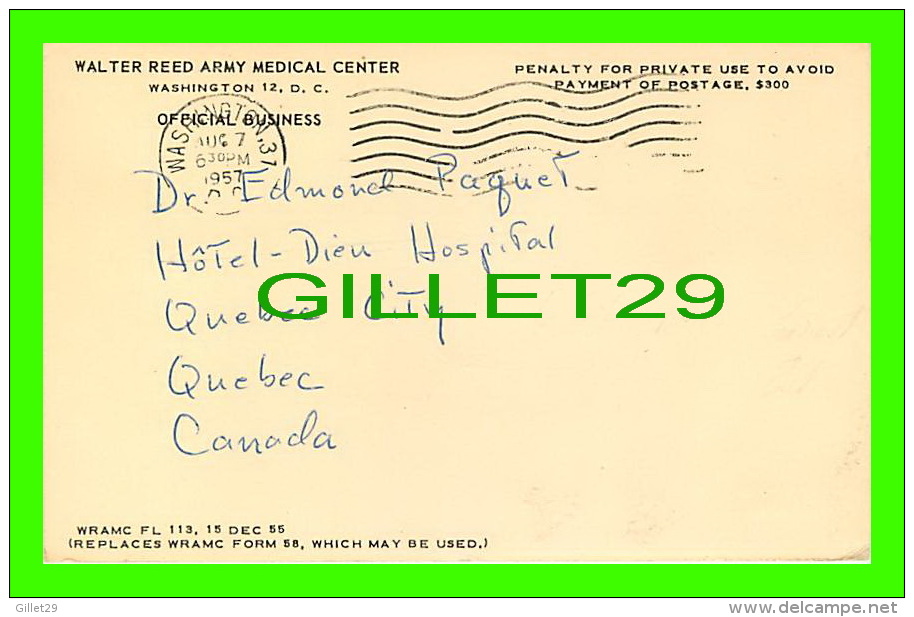 SANTÉ - WALTER REED ARMY MEDICAL CENTER, WASHINGTON D.C. - PNEUMATIC MANIFESTATIONS - TRAVEL IN 1957 - Santé