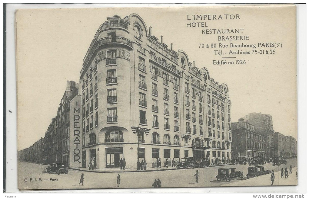 Hotel Restaurant  Brasserie  L´IMPERATOR    Rue Beaubourg  3e - Altri & Non Classificati