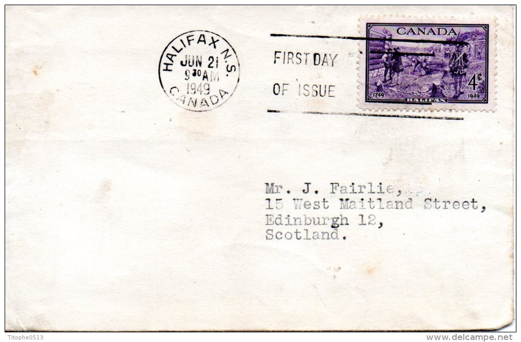 CANADA. N°230 De 1949 Sur Enveloppe 1er Jour. Halifax. - ....-1951