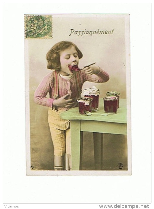 CPA FANTAISIE Enfant Degustant Pot De Confiture Un Peu,beaucoup,passionement ,pas Du Tout - Otros & Sin Clasificación