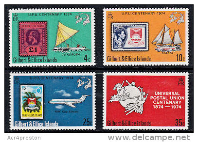 A0377 GILBERT & ELLICE ISLANDS 1974, SG 232-5 Centenary Universal Postal Union (UPU),  MNH - Gilbert- Und Ellice-Inseln (...-1979)