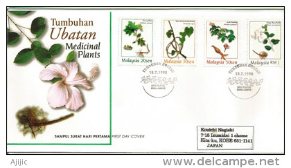 MALAISIE. Les Plantes Médicinales De Malaisie . Lettre FDC Adressée Au Japon - Geneeskrachtige Planten